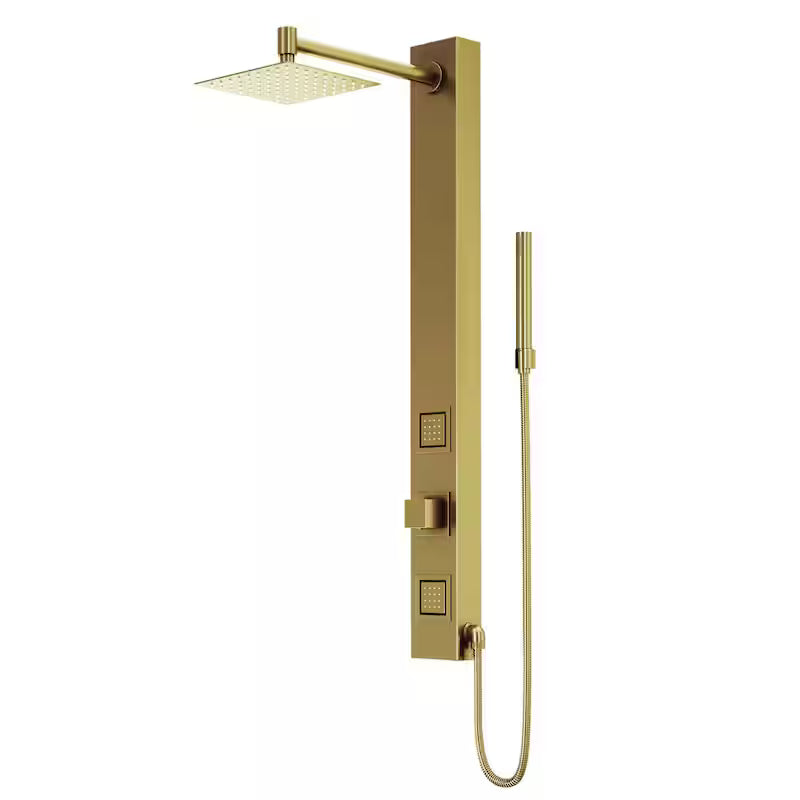 2-Jet Shower Panel System with Hand Shower Wand in Matte Brushed Gold W5417