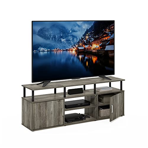 French Oak Grey Black Large Entertainment Stand for TV Up to 55 Inch K4400