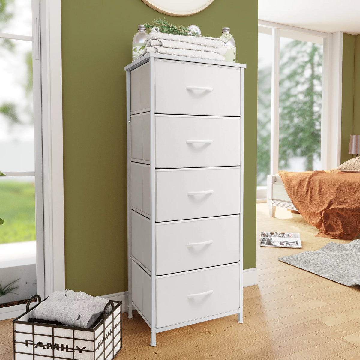 Beige 5-Drawer Vertical Storage Dresser O660