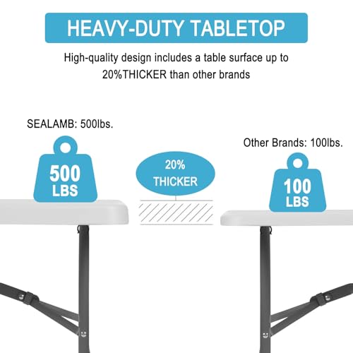 6FT White Portable Plastic Folding Table I2602