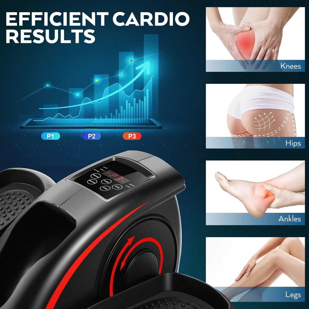 Under Desk Elliptical Machine with LCD Monitor B590