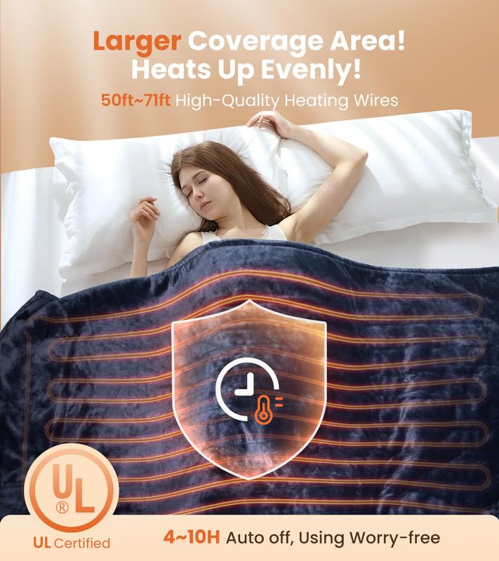 Heated Electric Blanket with Flannel Sherpa U4890