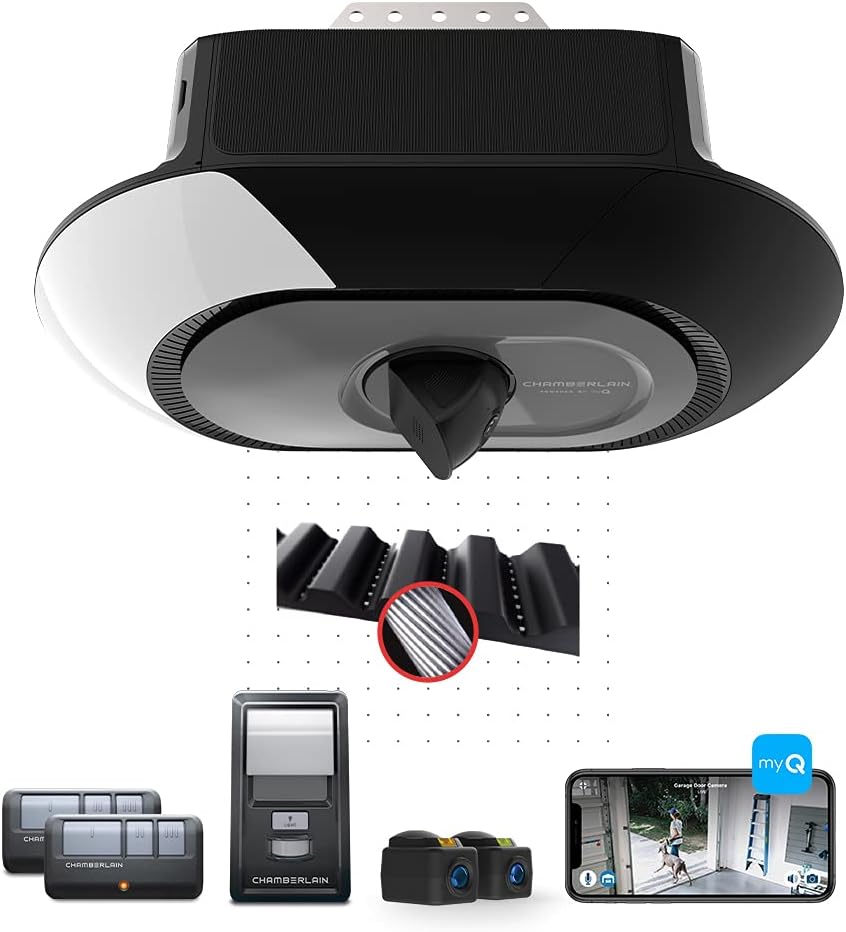 Smart Garage Door Opener with Built in HD Camera, Two Way Audio, Belt Drive, Wireless Keypad J909823