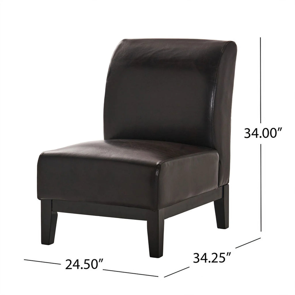 Brown Leather Slipper Chair F63619