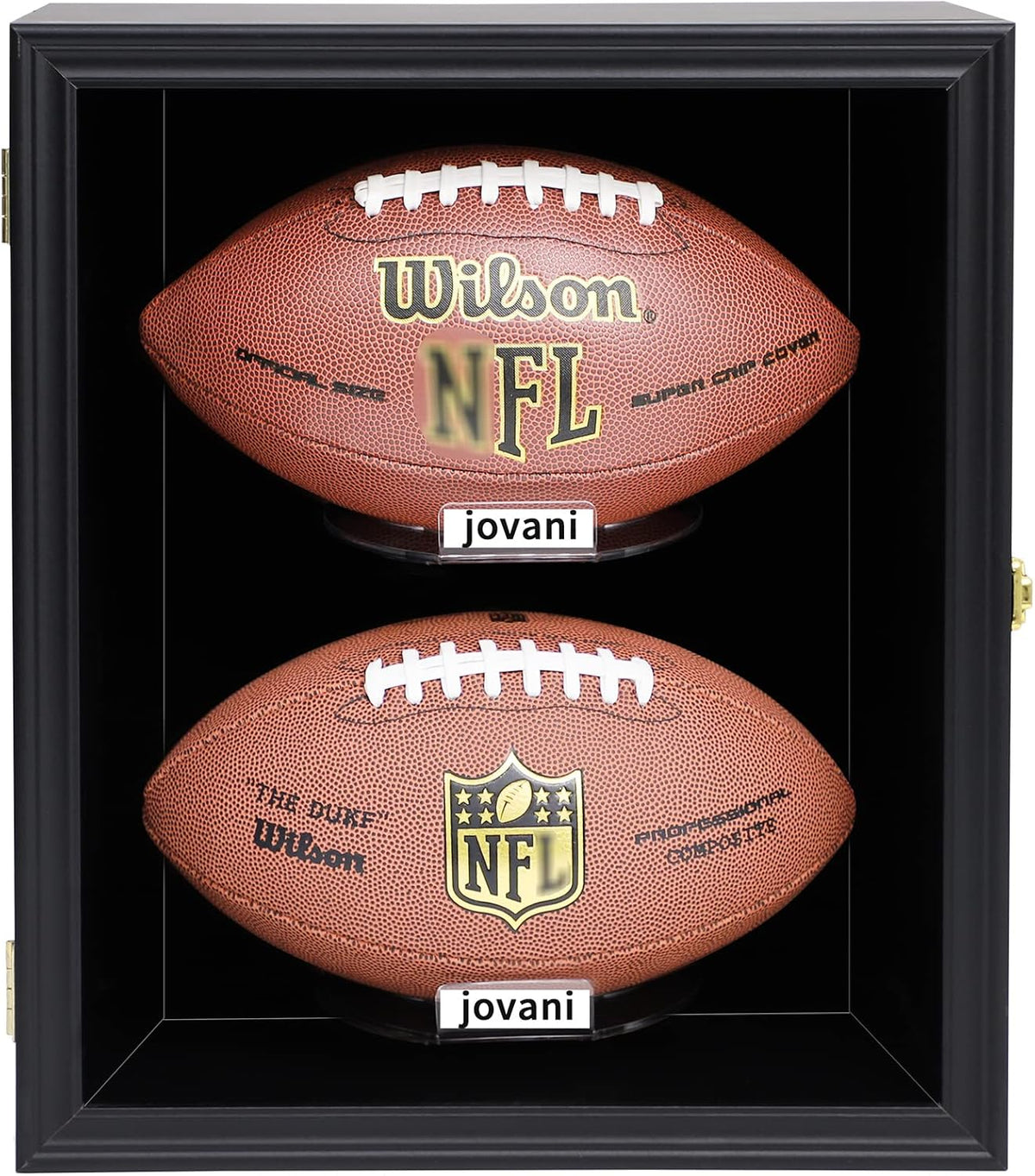 2 Football Display Case Wall Mount Lockable Wood with UV Acrylic Door R4235