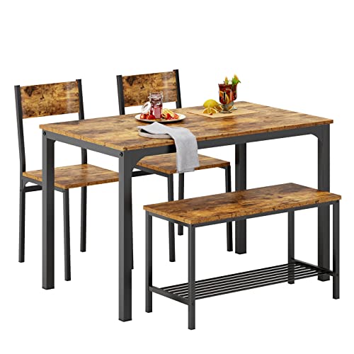 4-Piece Kitchen Table and 2 Chairs with Bench M849