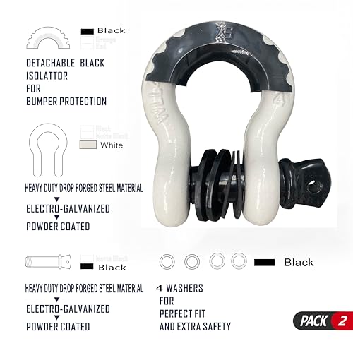 3/4" 2 Pack Clevis D-Ring Shackle 19 Ton Break Strength Q60271