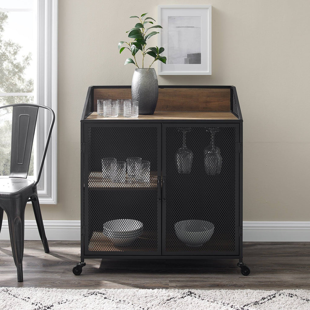 Industrial Bar Cabinet with Wheels M80691