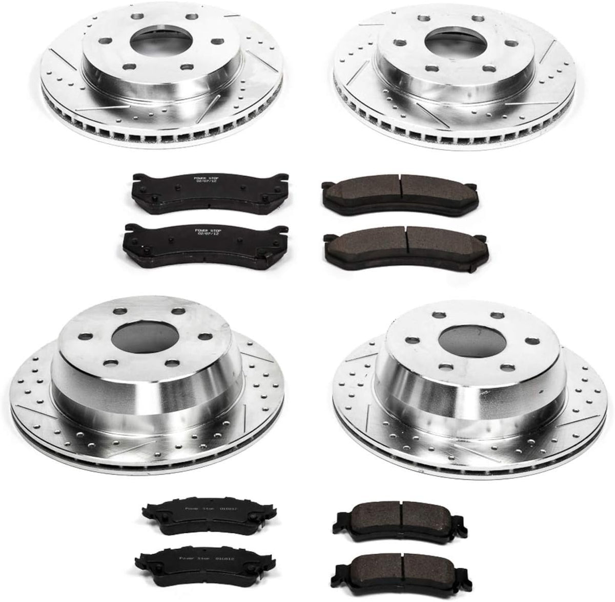 Front and Rear Carbon Fiber Brake Pads with Drilled & Slotted Brake Rotors Kit H997