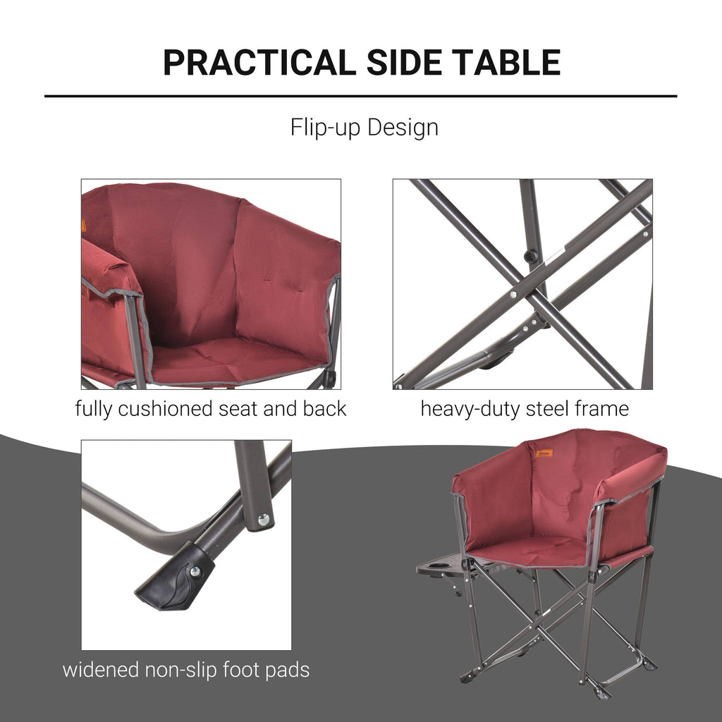 Red Oversize Padded Director Chair with Side Table O890673