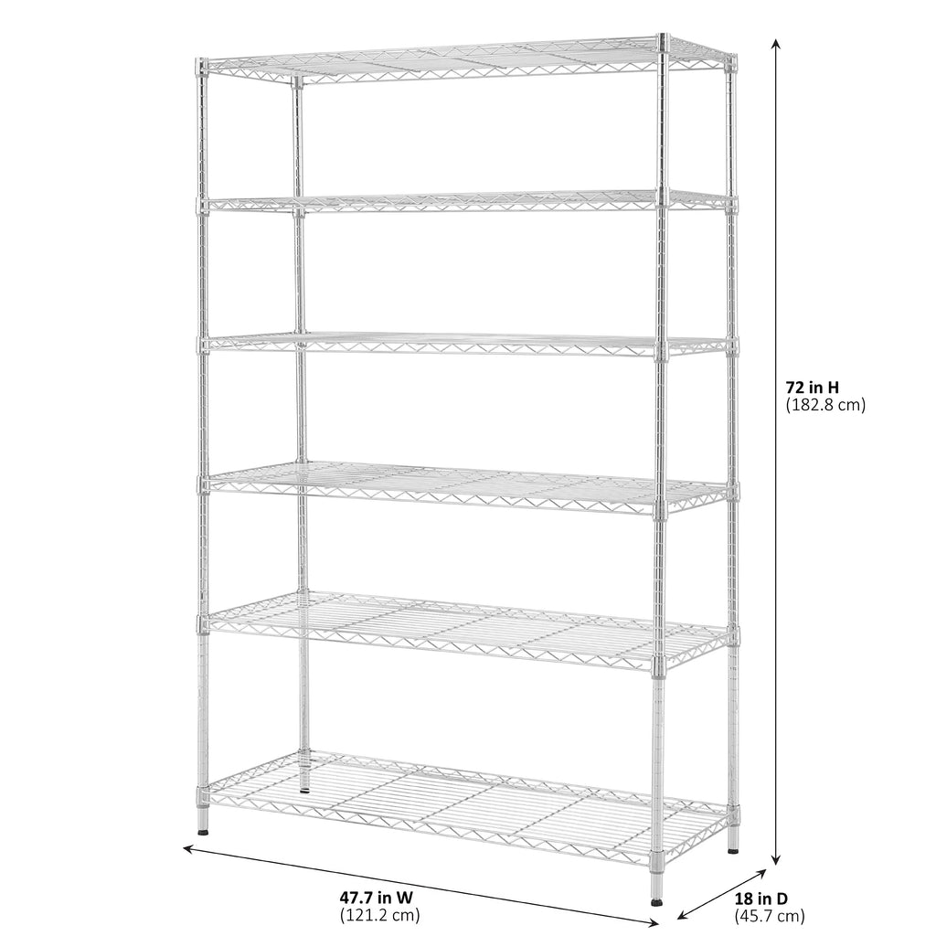 Steel 6-Tier Storage Shelf Unit 2100lb Capacity Chrome U2543