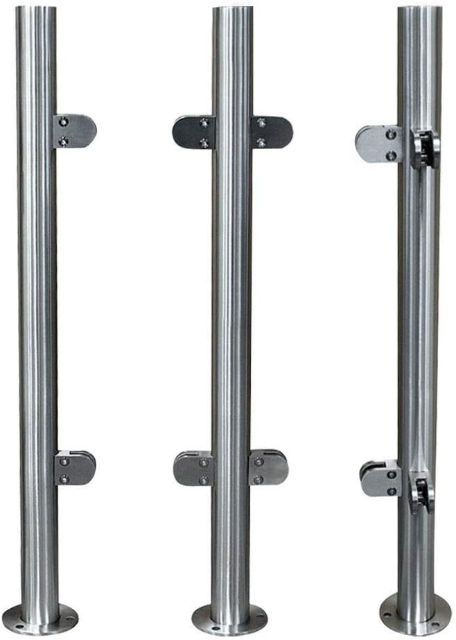 110cm High Glass Balustrade Railing Post Glazing Stainless Steel Pole Handrail Silver Pack of 2 F625897