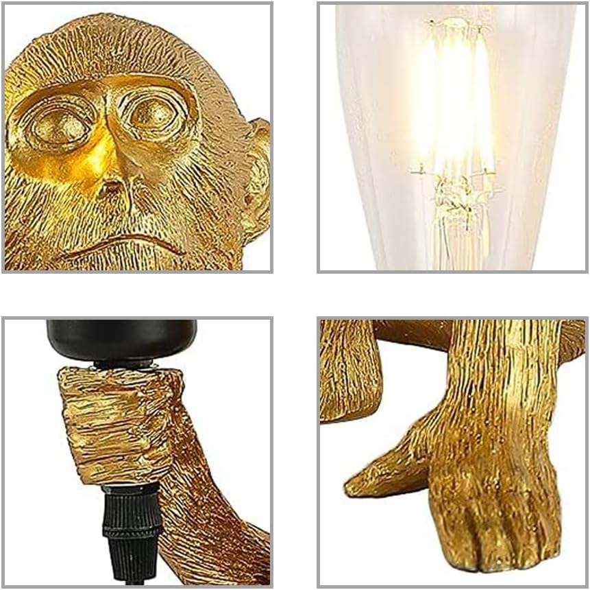 Monkey Lamp Gold Resin Sitting Lamp P7544