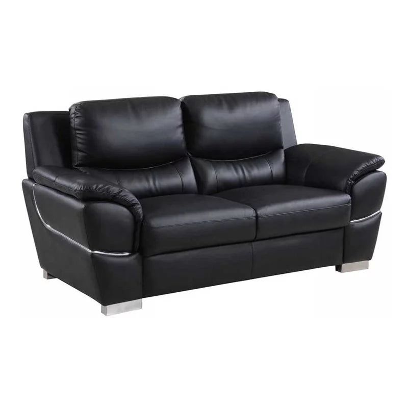 69" Modern Faux Leather Upholstered Loveseat in Black F207