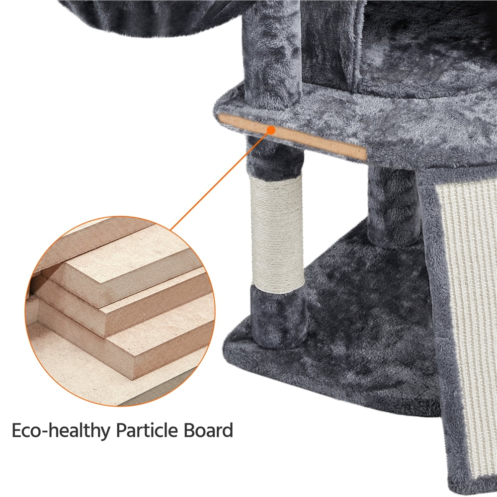42"H Multilevel Cat Tree Tower with Condo and Perches, Dark Gray O48602