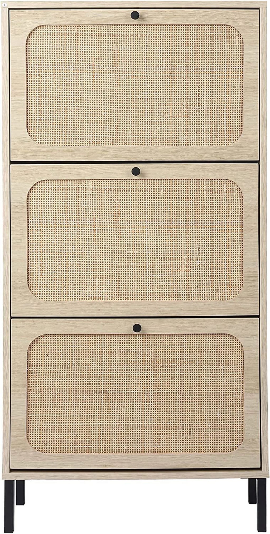 Rattan Shoe Cabinet with 3 Flip Drawers H346
