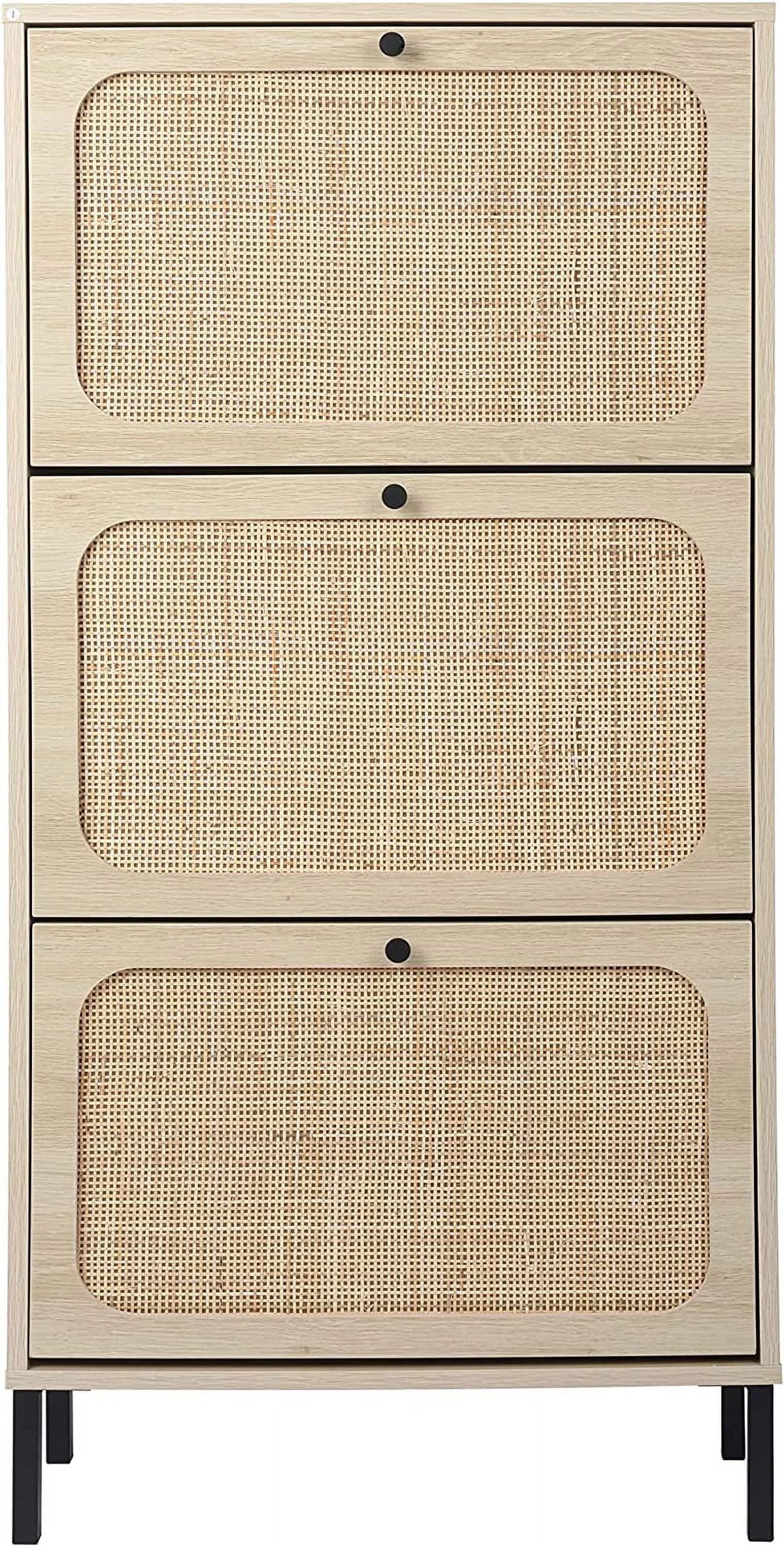 Rattan Shoe Cabinet with 3 Flip Drawers H346