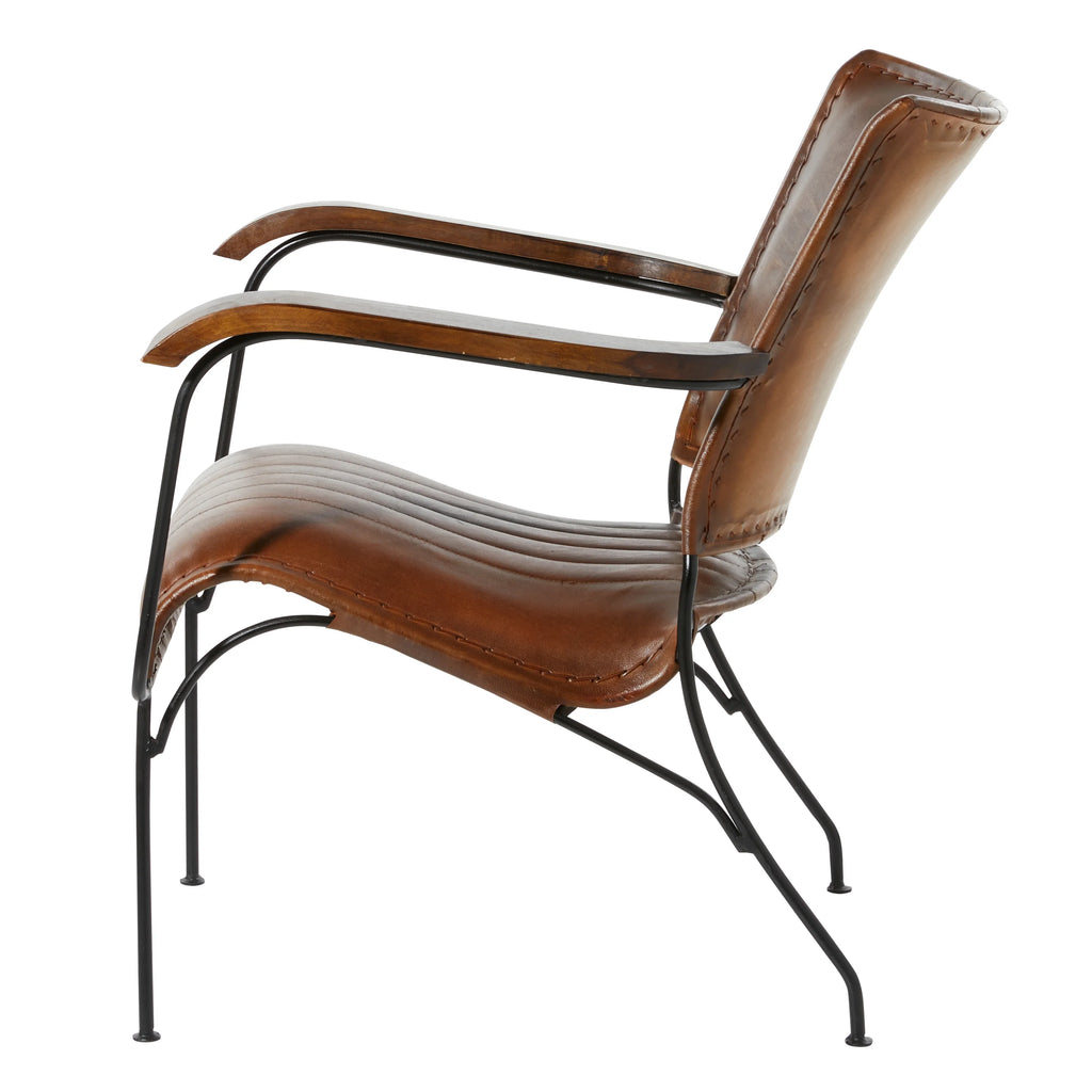 Brown Leather Accent Chair A2211