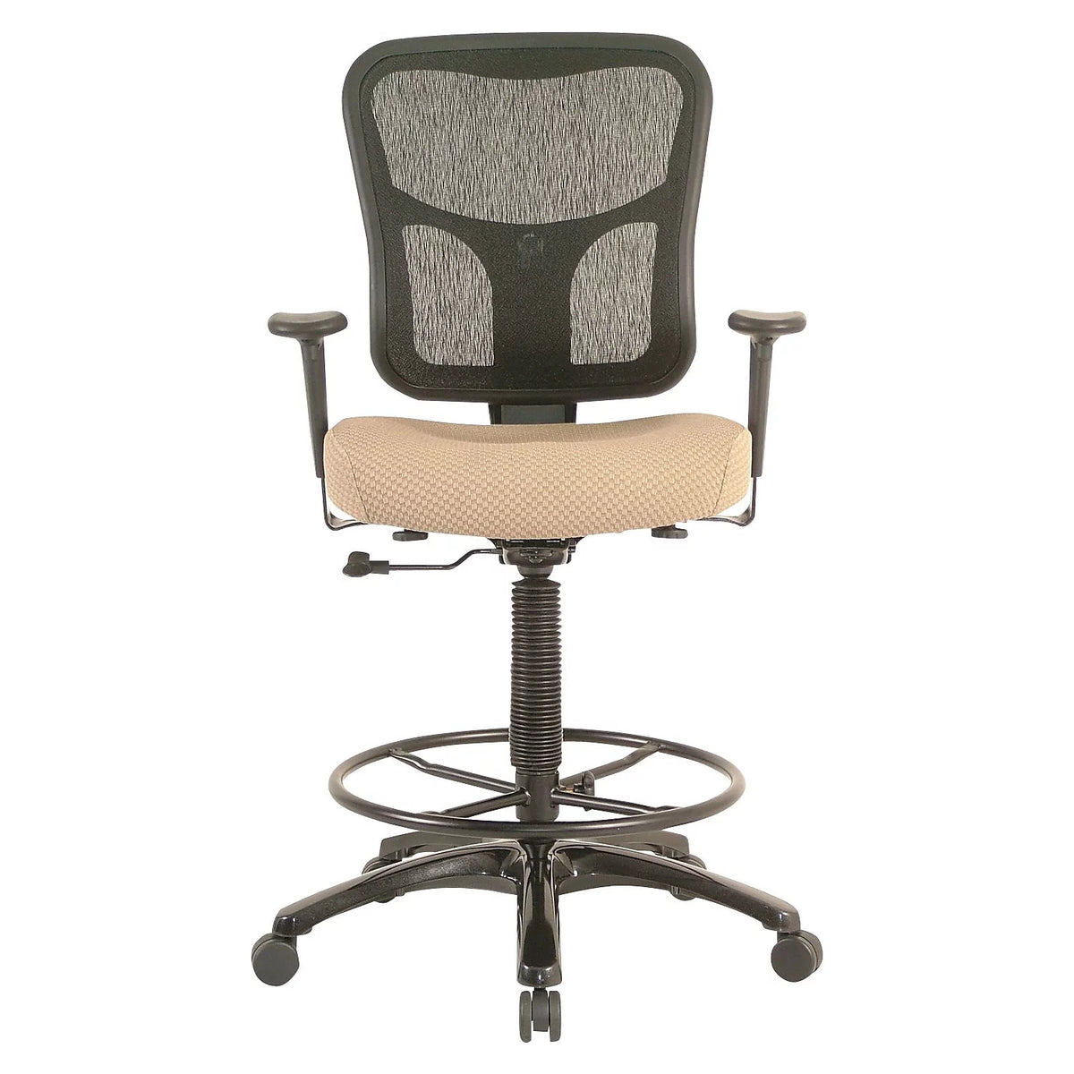 Ergonomic Fabric Mid-Back Drafting Stool Beige K817860