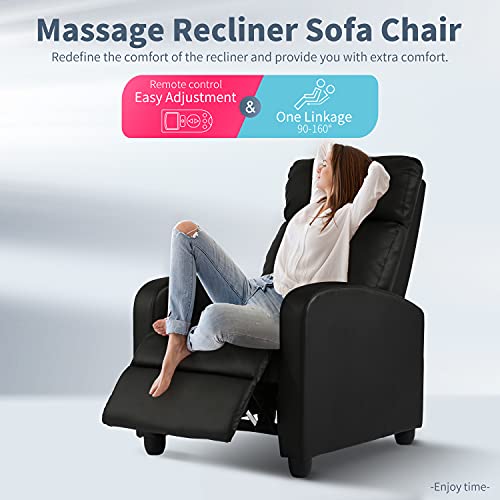 Black PU Leather Massage Recliner Chair with Footrest Z5638