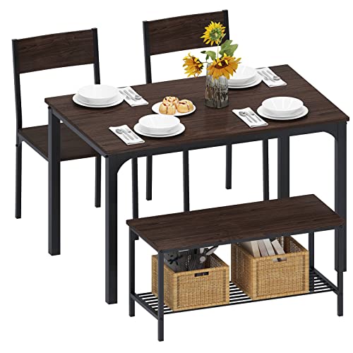 4-Piece Kitchen Table and 2 Chairs with Bench M849