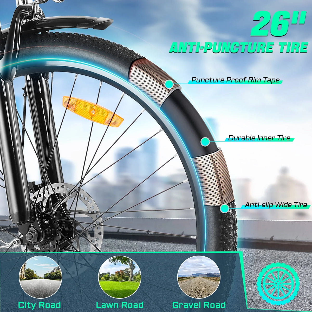 500W 26'' Electric Bike 48V Low Step Frame 7 Speed P8559