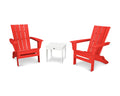 3 Piece White/Sunset Red Adirondack Set V789