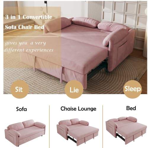 54'' Velvet 2-Seater Pull Out Sofa Bed with Storage Pockets D866193