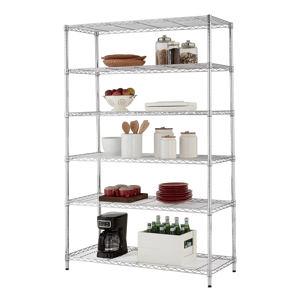 Steel 6-Tier Storage Shelf Unit 2100lb Capacity Chrome U2543