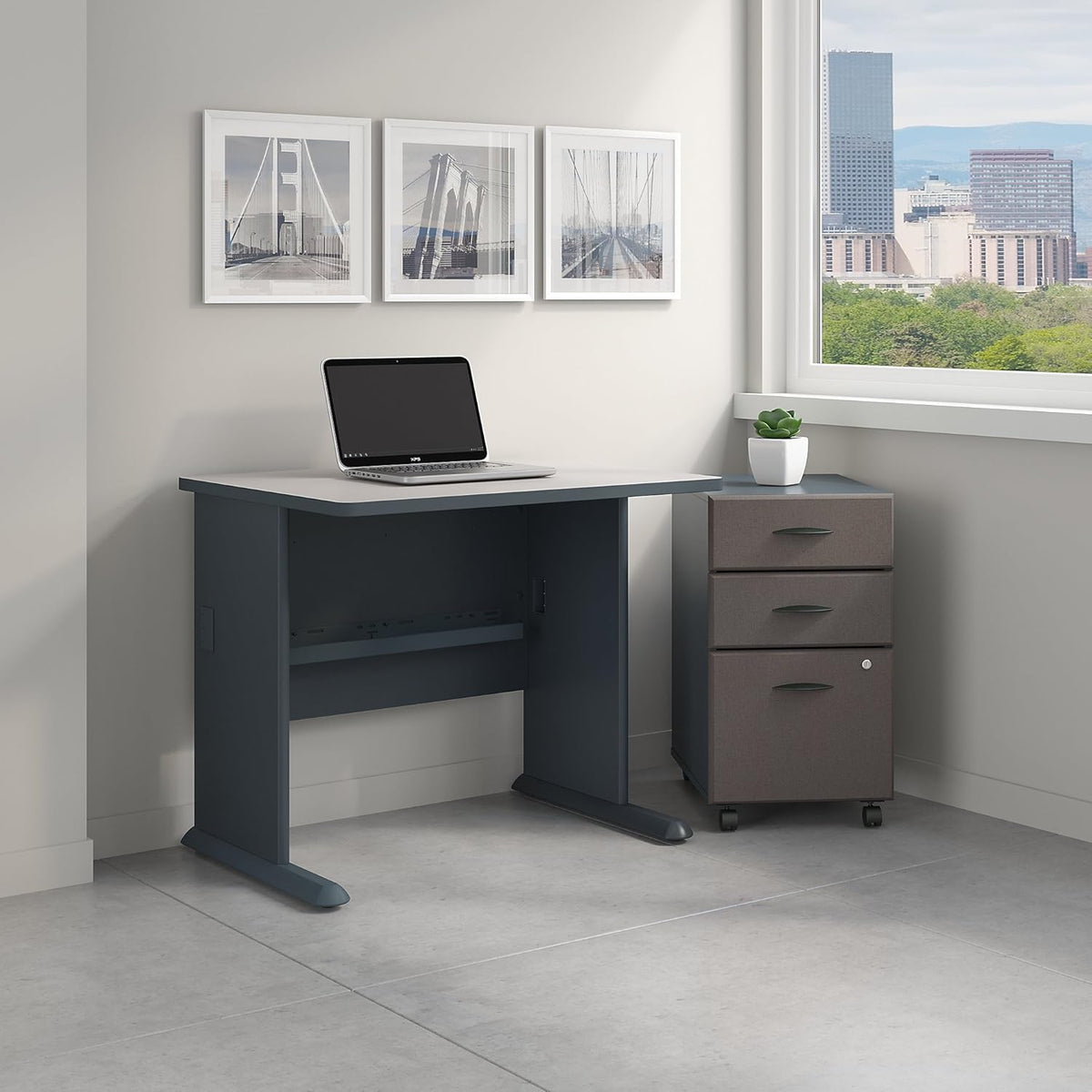 36W Desk with Mobile File Cabinet T2956