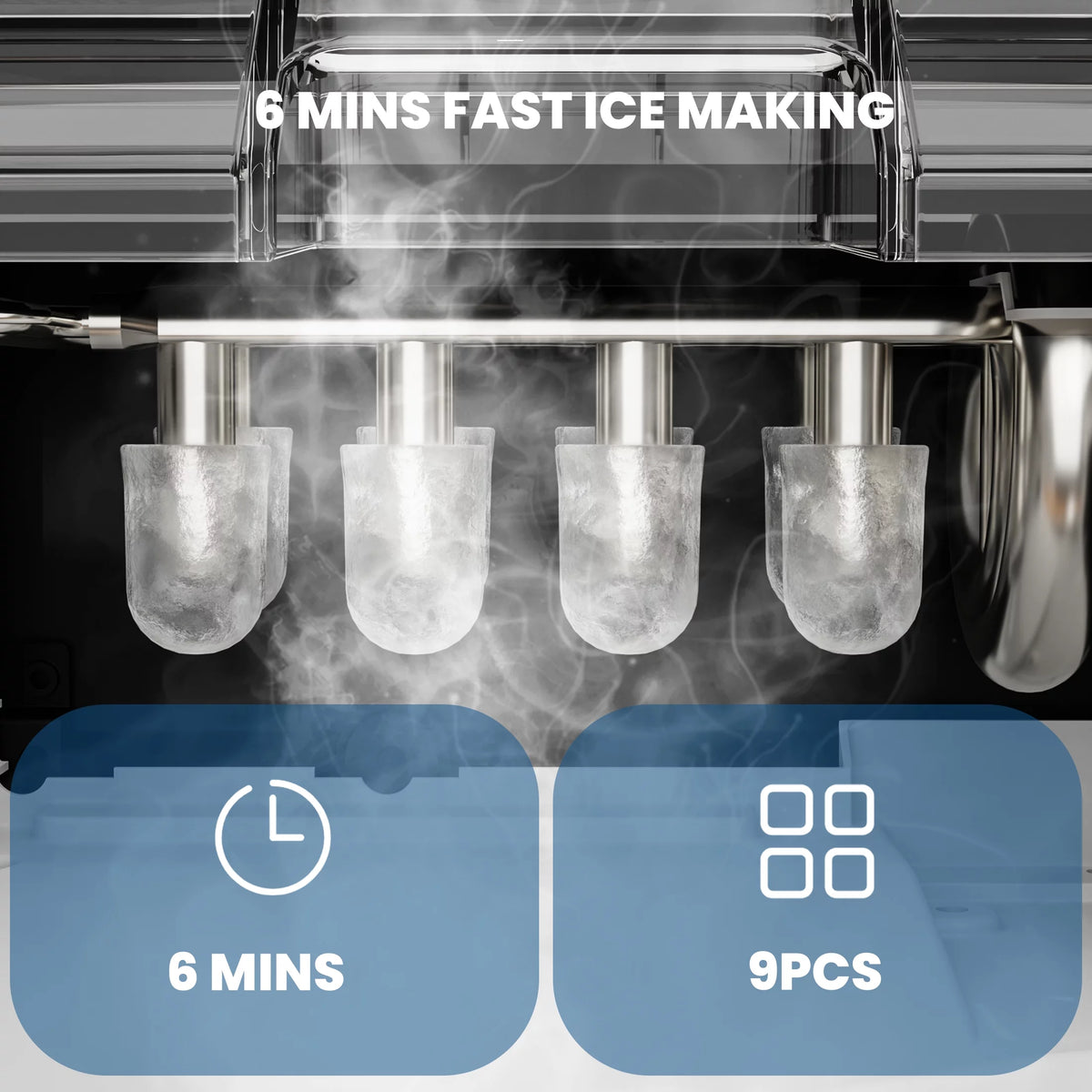 Countertop Ice Maker 9 Bullet Ice Cubes 26lbs/24H with Scoop & Basket S533680