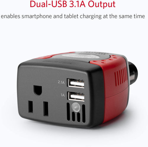 150W Power Inverter 12V to 110V with Dual USB Charging Ports Pack of 2 S773