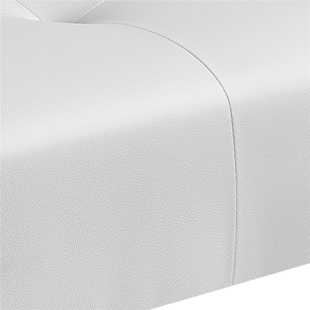 White Faux Leather Convertible Futon Chaise Lounge E984545