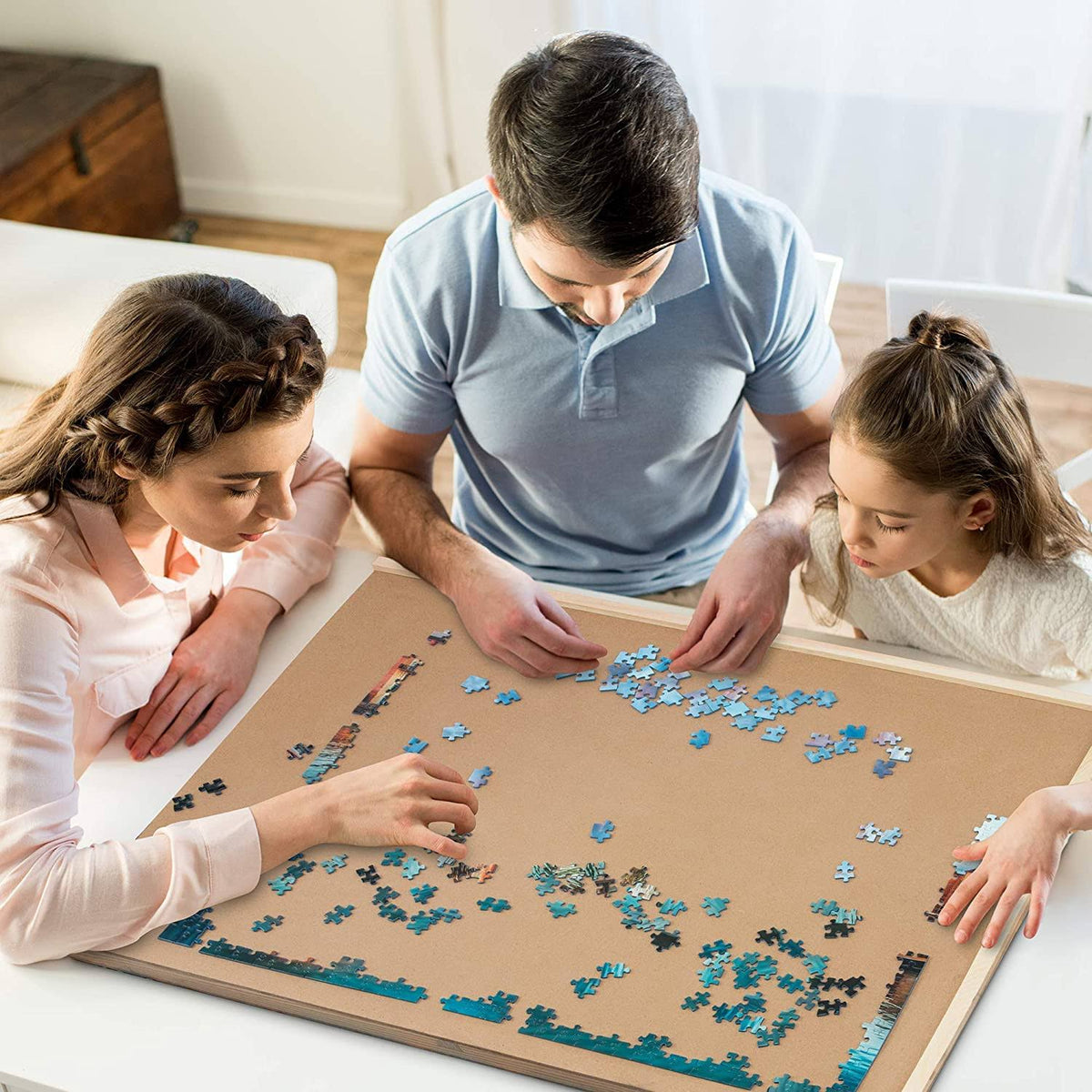 1000 Piece Wooden Puzzle Board with 4 Drawers Y32816