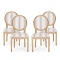 Dining Chair Set of 4 Gray Stripes Light Beige Natural K9404