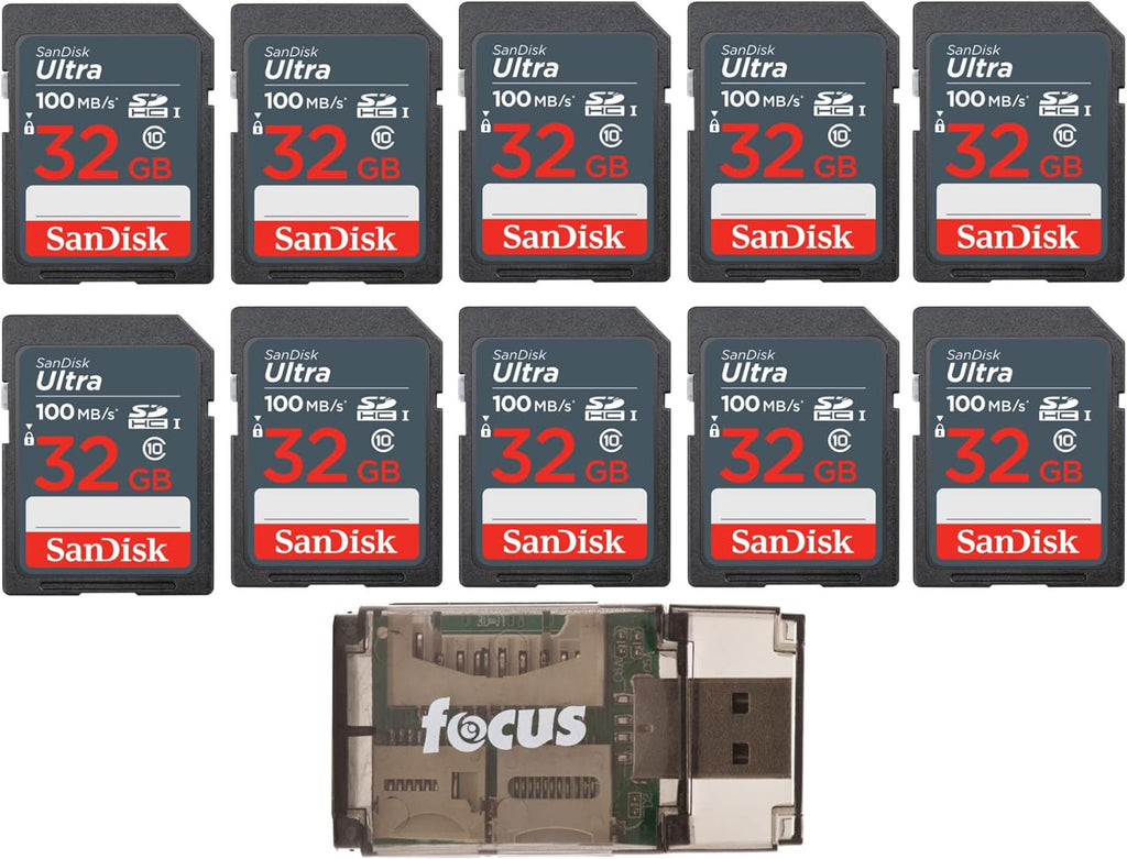 32GB SDHC UHS-I Memory Card 10-Pack with USB Card Reader G59737