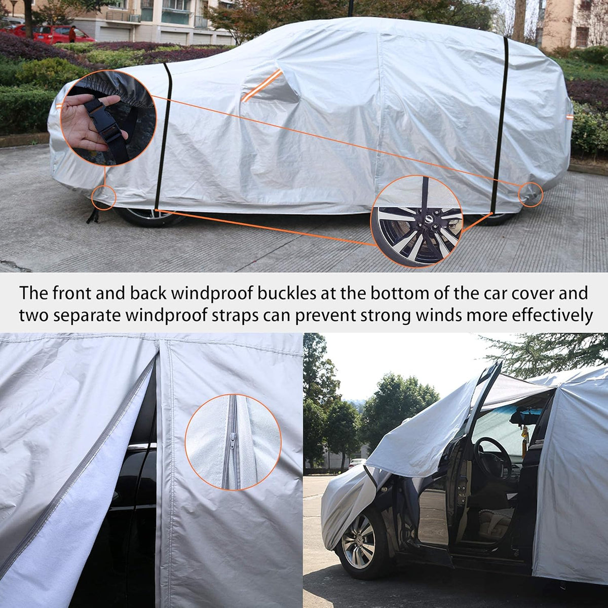 Waterproof All Weather Outdoor Car Cover with Zipper R286