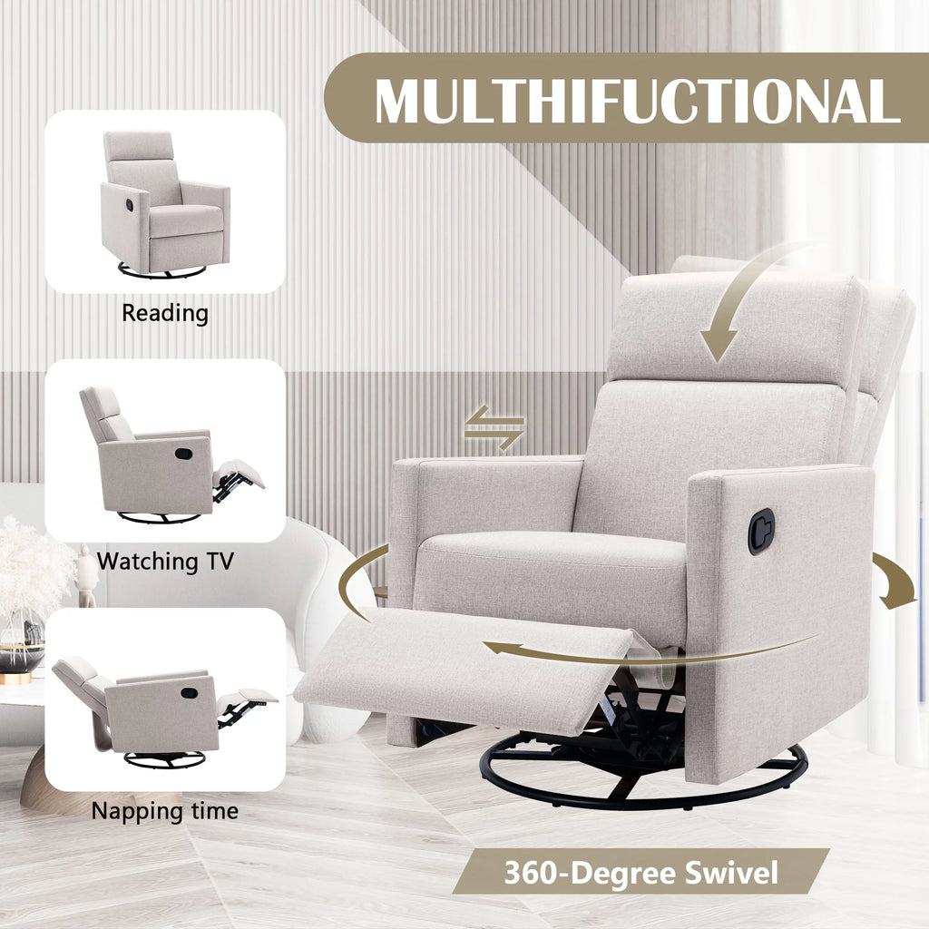 Tan Upholstered Swivel Recliner Chair M93107