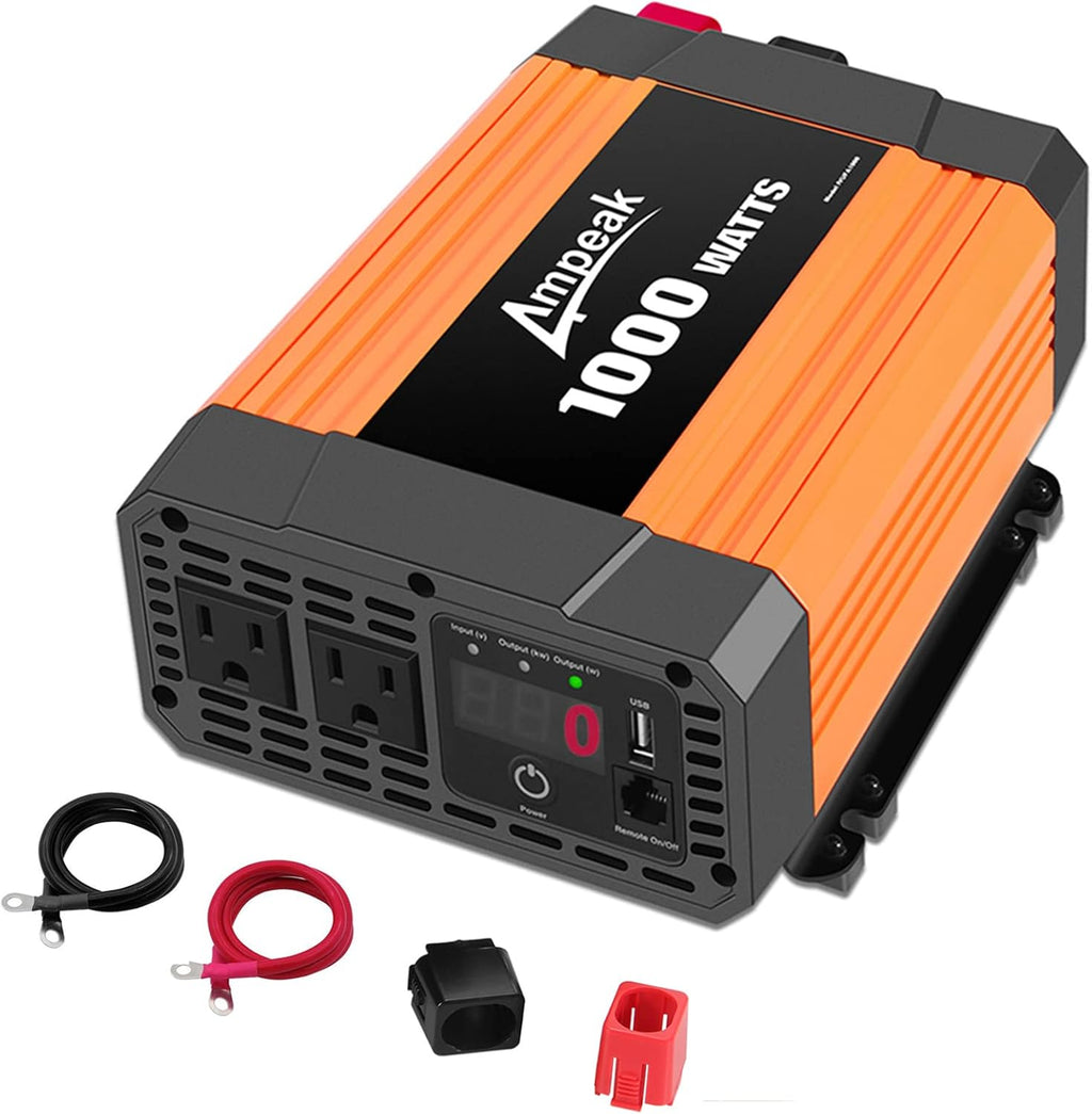 2000W 12V to 110V Power Inverter with 3AC Outlets and USB P8410