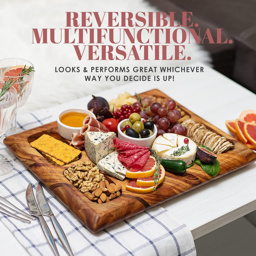 Large Acacia Wood Cutting Board with Stand and Juice Groove V8245
