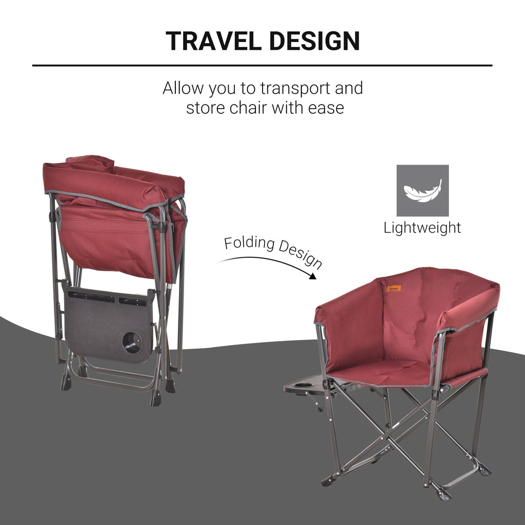 Red Oversize Padded Director Chair with Side Table O890673