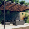 9 Piece Gray Poly Rattan Patio Set with Cushions I25489