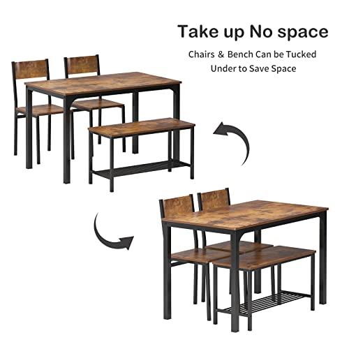 4-Piece Kitchen Table and 2 Chairs with Bench M849