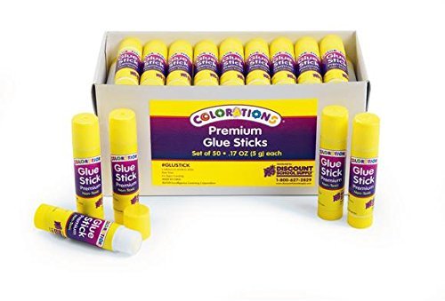 Large White Washable Glue Sticks, Set of 12, 0.88 oz each I564