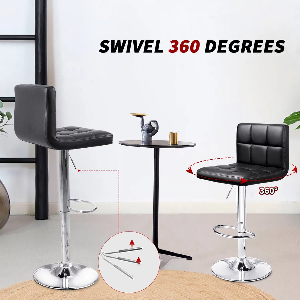 Set of 2 Black Adjustable Swivel Bar Stools B534