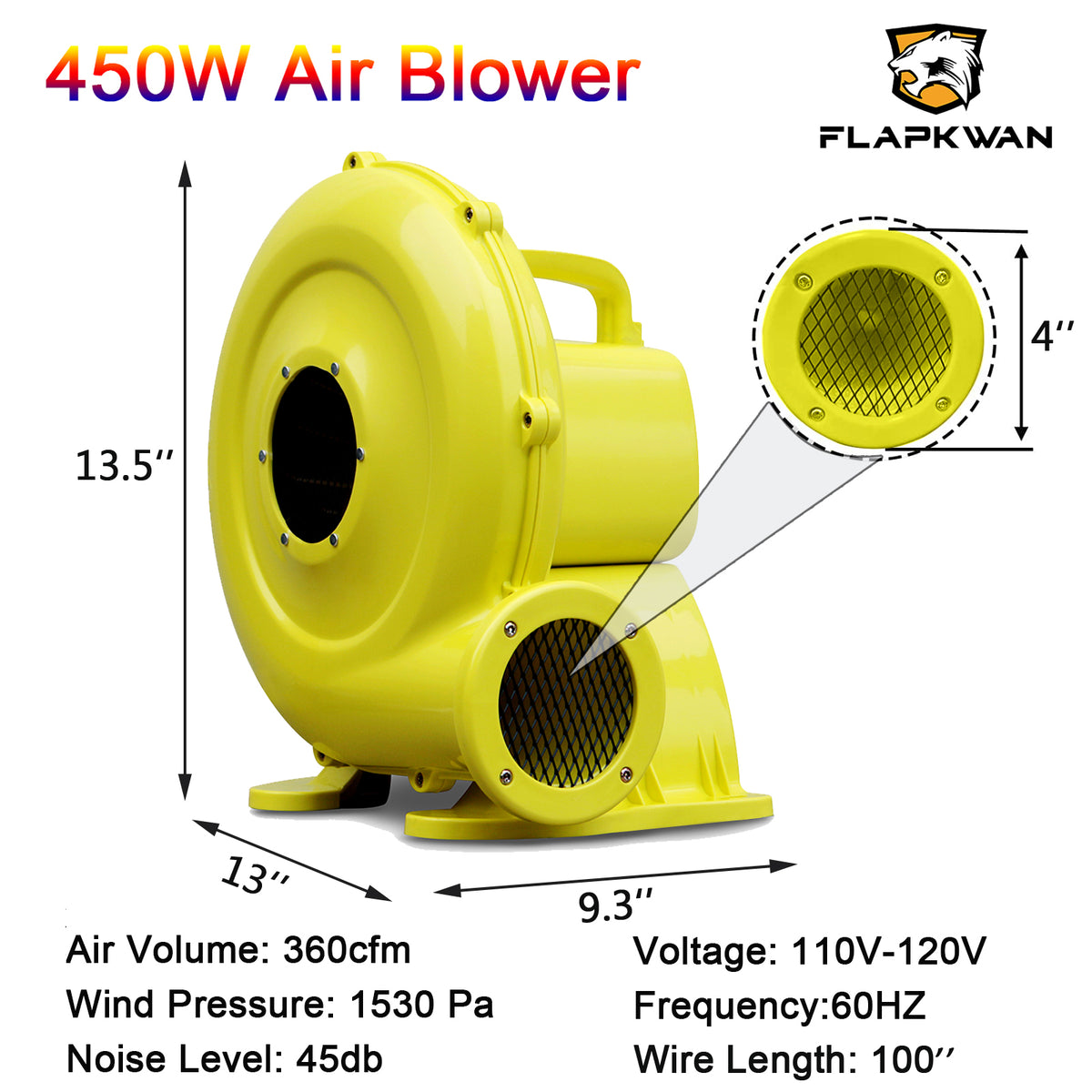 450W/0.6HP Inflatable Bouncer Blower Air Pump Fan M735