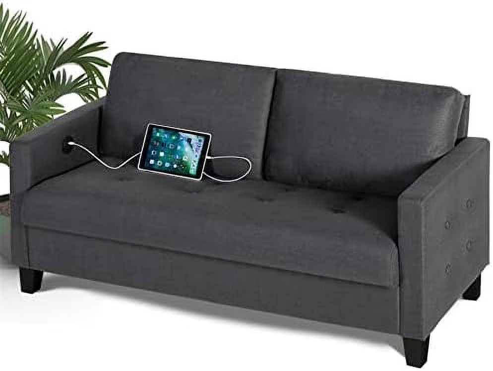 72" W Fabric 3 Seater Couch with 2 USB R307