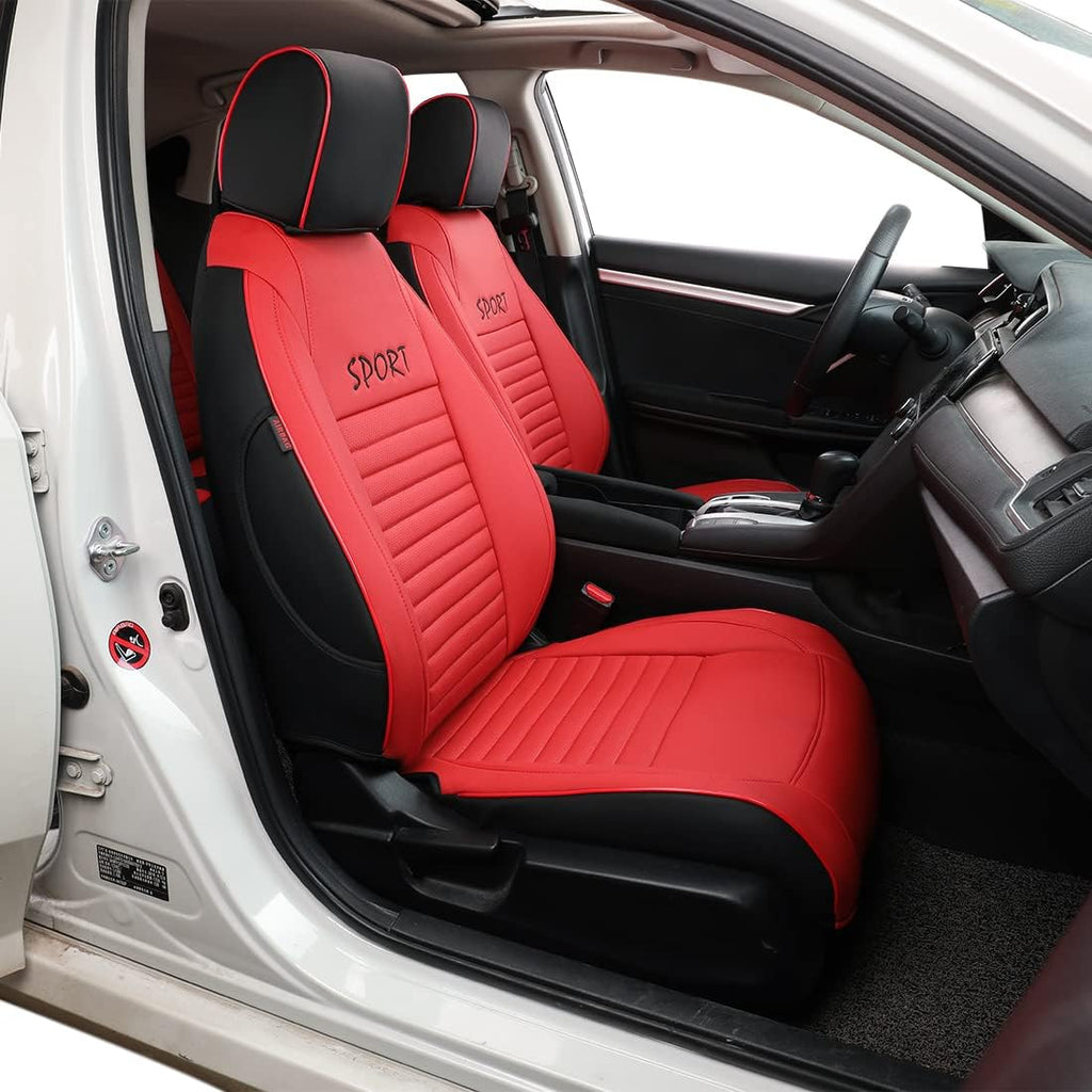 Red Leatherette Car Seat Covers for Honda Civic Sedan Q353