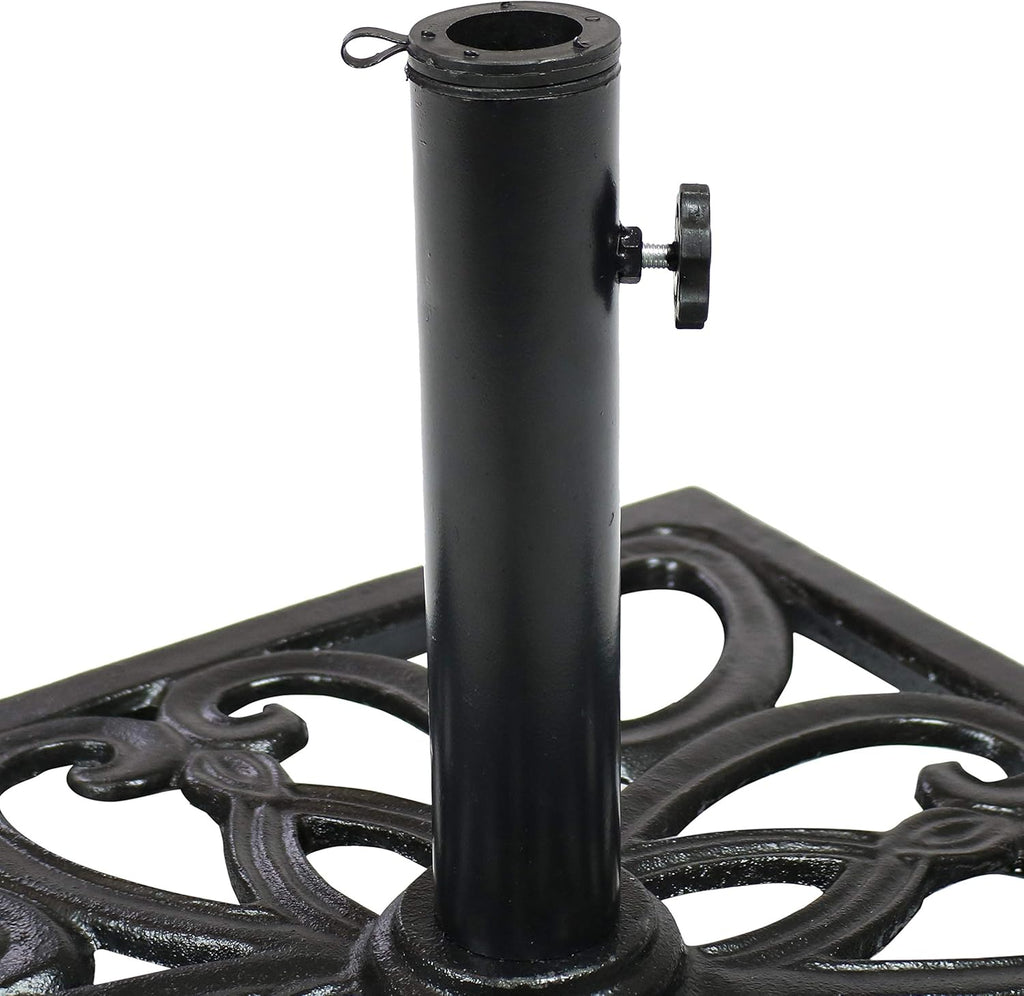 22-Inch Square Cast Iron Umbrella Base Black C663907