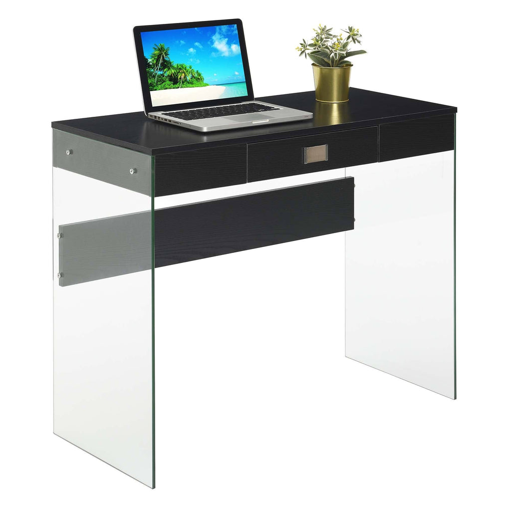 36 in. Glass Desk Gray Marble J787402